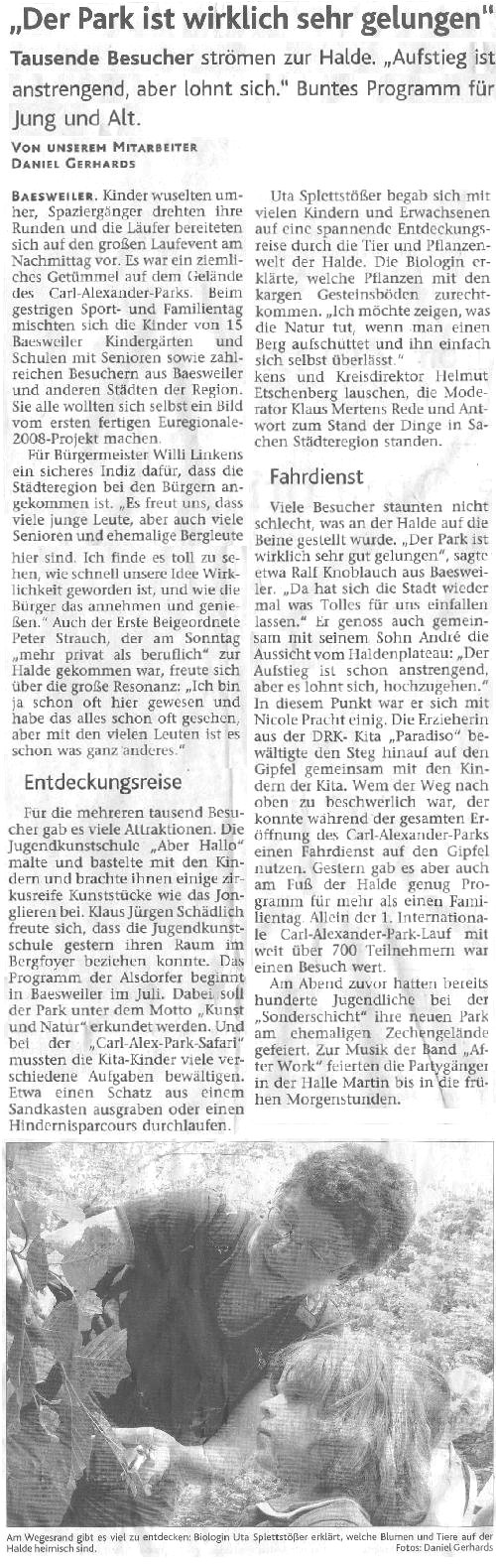 Aachener Nachrichten 26. Mai 2008