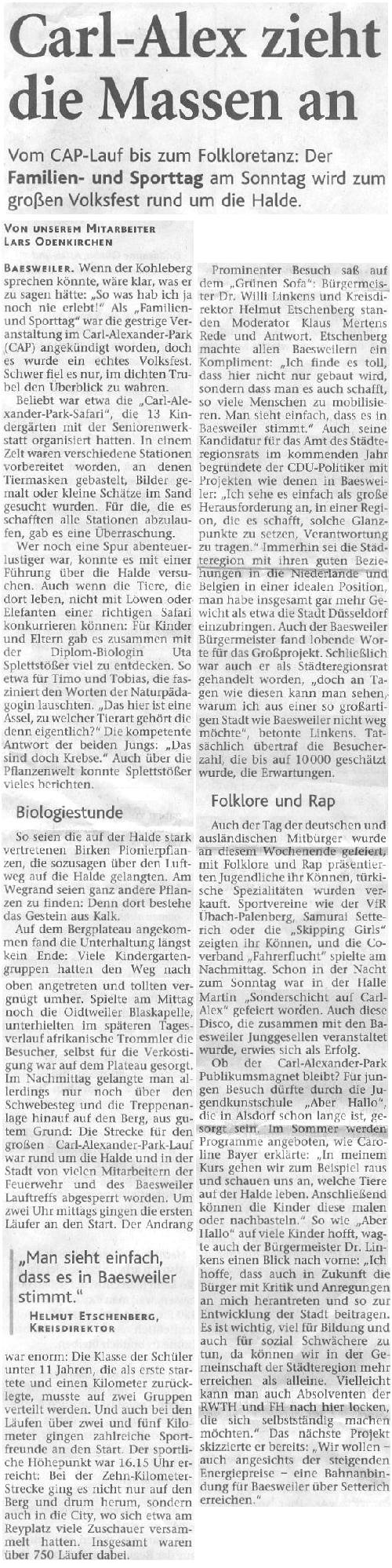 Aachener Zeitung, 26. Mai 2008